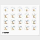 Sticker Rond Boots or Bows Gender Reveal Blue Team Boy (Feuille)