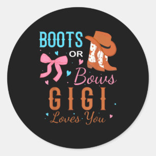 Sticker Rond Boots Or Bows Gigi vous aime Révélation du sexe