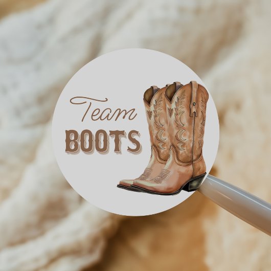 Sticker Rond Boots or Bows Western Gender Reveal Voting