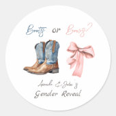 Sticker Rond Boots ou Bows Blue Rose Genre Revevela Party (Devant)