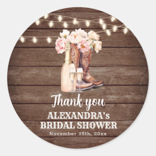 Sticker Rond Boots Rustic Cowgirl REMERCIEMENTS DE LUNCH DE MAR