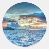 Sticker Rond Bora Bora beau coucher de soleil (Devant)
