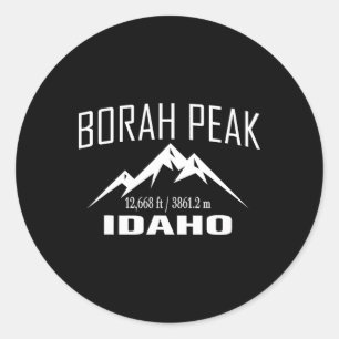 Sticker Rond Borah Peak Idaho Escalade Sommet Club Cadeau d'Ave
