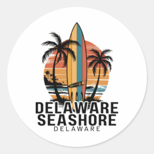 Sticker Rond Bord de mer du Delaware Surfing Delaware Surfeur _