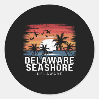 Sticker Rond Bord de mer du Delaware Surfing surfeur Delaware