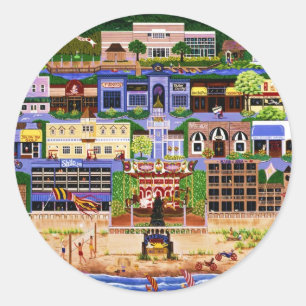 Sticker Rond Bord de mer Oregon