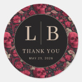 Sticker Rond Bordeaux Gothic Paisley Wedding (Devant)