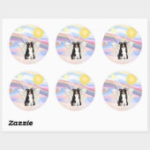 Sticker Rond Border Collie (Feuille)