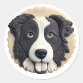 Sticker Rond Border Collie Chien 3D Inspiré  (Devant)