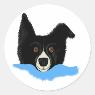 Sticker Rond Border collie font face