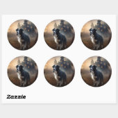 Sticker Rond Border Collie Halloween Épouvantable (Feuille)