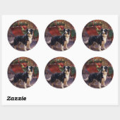 Sticker Rond Border Collie Noël Saison Festive (Feuille)