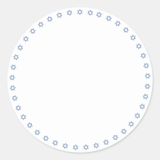 Sticker Rond Bordure blanche bleue de Hanukkah Magen David vier (Devant)