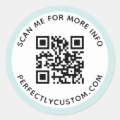Sticker Rond Bordure bleu marine moderne code et texte QR (Devant)