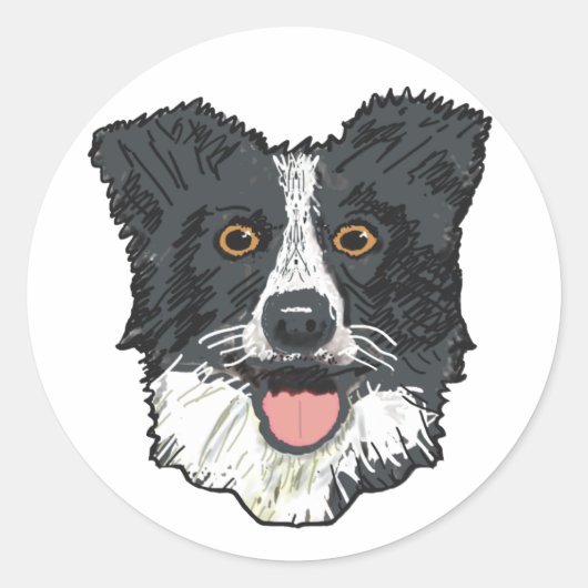 Sticker Rond Bordure Collie (Devant)