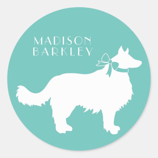 Sticker Rond Bordure Collie Chien Chien Chien Puppy (Devant)