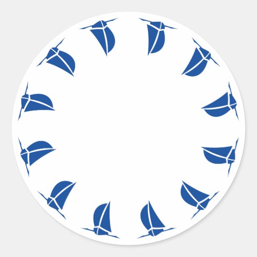 Sticker Rond Bordure de bateau blanc blanc bleu marine (Devant)