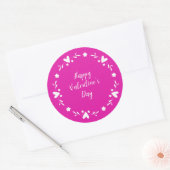Sticker Rond Bordure de coeur rose et blanc Bonne Saint Valenti (Enveloppe)