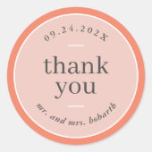 Sticker Rond Bordure de corail Merci Mariage simple (Devant)
