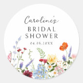 Sticker Rond Bordure de fleurs sauvages colorées (Devant)
