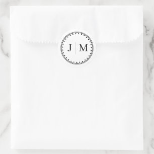 Sticker Rond Bordure de mariage classique à monogramme en ligne