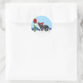 Sticker Rond Bordure de Noël Collie Mail (Sac)