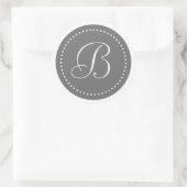 Sticker Rond Bordure de point gris rond/blanc monogramme (Sac)