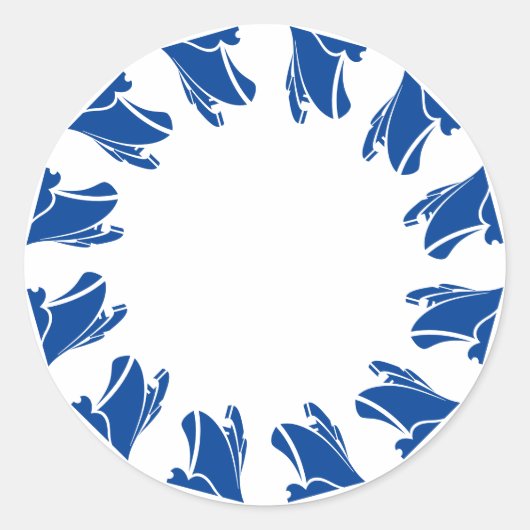 Sticker Rond Bordure des bateaux bleu marine blanc blanc (Devant)