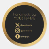 Sticker Rond Bordure dorée, emballage merci noir (Devant)