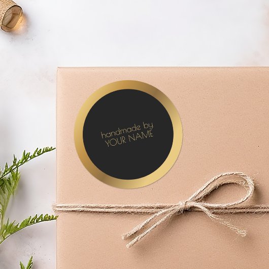 Sticker Rond Bordure dorée Merci pour l'emballage des entrepris