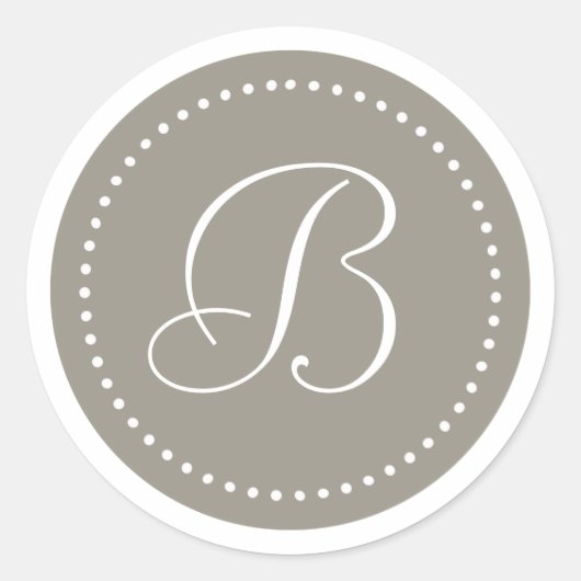 Sticker Rond Bordure en aluminium rond Monogramme Argent/point  (Devant)