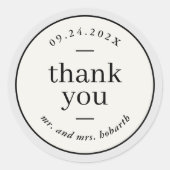 Sticker Rond Bordure neutre Merci Mariage simple (Devant)