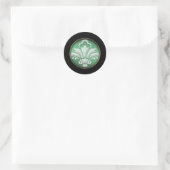 Sticker Rond Bordure noire blanche Damas vert (Sac)