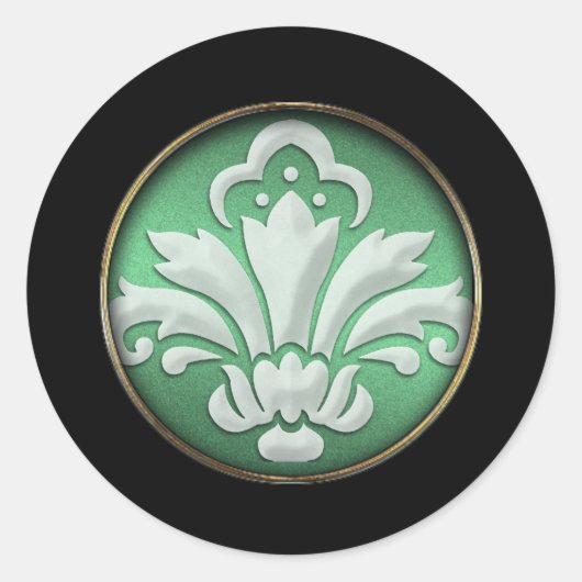 Sticker Rond Bordure noire blanche Damas vert (Devant)