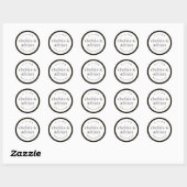 Sticker Rond Bordure noire Merci Mariage simple (Feuille)