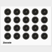 Sticker Rond Bordure Or/Noir (Feuille)