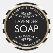 Sticker Rond Bordure Or Soap Fabriquée à la main (Devant)