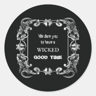 Sticker Rond Bordure orange Halloween noir