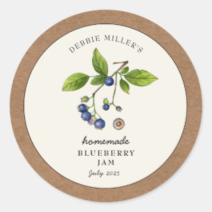 Sticker Rond Bordure papier Blueberry Jam Kraft
