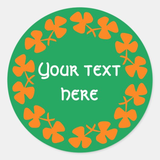 Sticker Rond Bordure Shamrock orange Ajouter un texte (Devant)