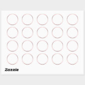 Sticker Rond Bordure simple en métal brossé blanc et rose (Feuille)
