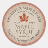 Sticker Rond Bordure Terra-cotta de feuille d'orange de sirop d (Devant)
