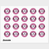Sticker Rond Bordures de mariage monogramme prune (Feuille)
