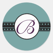 Sticker Rond Bordures étoiles Mariage Monogramme (Devant)