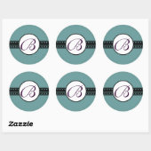 Sticker Rond Bordures étoiles Mariage Monogramme (Feuille)