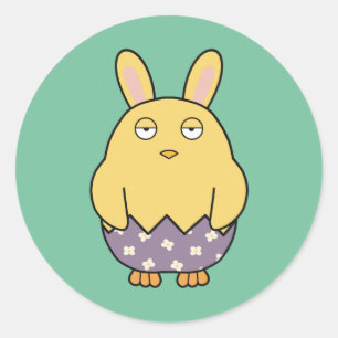 Sticker Rond Bored Bunny Chick 03
