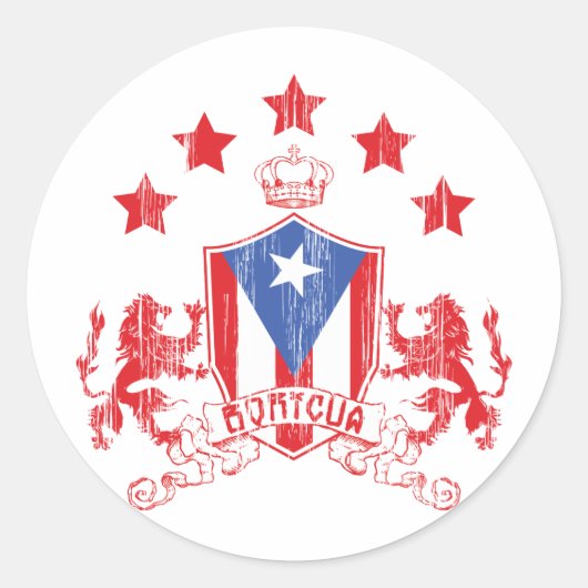 Sticker Rond Boricua Heraldy (Devant)