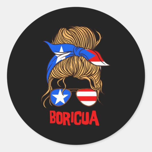 Sticker Rond Boricua Pour Le Drapeau Portoricain Pour Porto Ric (Devant)