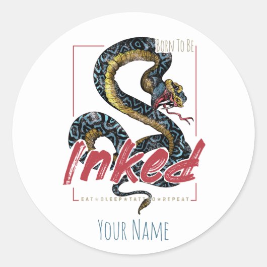 Sticker Rond Born To Be Inked Tattoo (Devant)