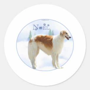 Sticker Rond Borzoi Noel